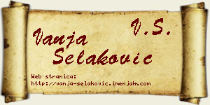 Vanja Selaković vizit kartica